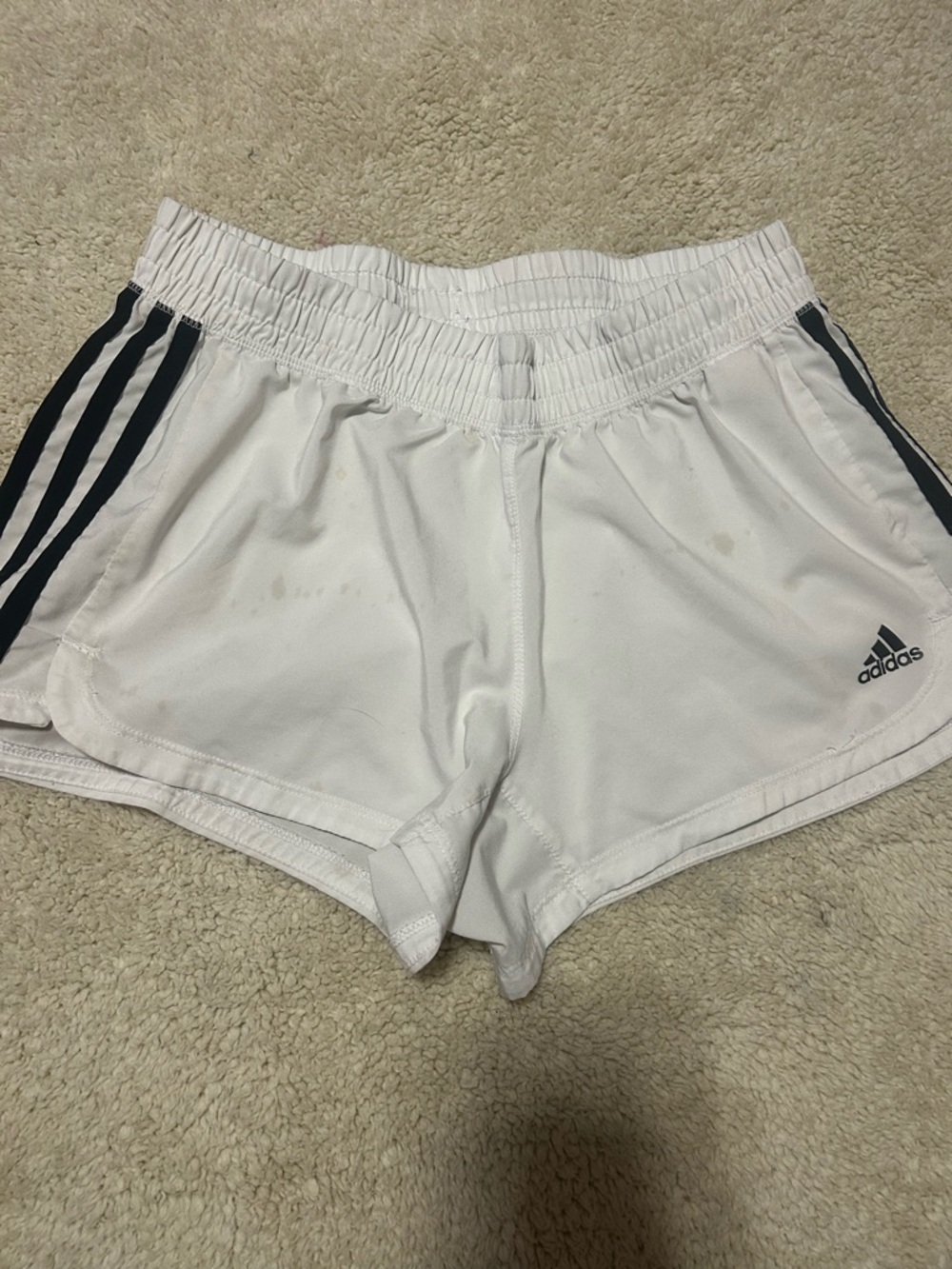 adidas White Shorts with Black Side Stripes